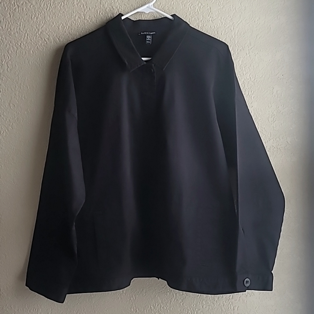 Eileen Fisher Black Hemp / Cotton Jacket Size XL